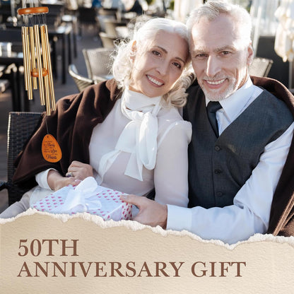 50th Wedding Anniversary Wind Chime, Happy 50th Anniversary Romantic Gifts for Couple, Parents, Wife, Husband, Friends, Golden Anniversarys Keepsake Gifts Ideas