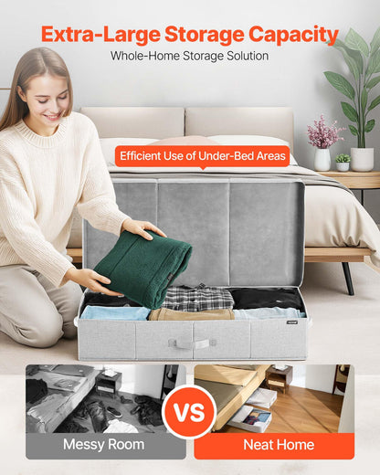 VEVOR Under Bed Storage with Lids, 31.7 x 15.9 x 6.1 Inch, 48L Large Underbed Clothes Storage