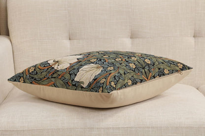 Charlotte Home Furnishings Pimpernel Blue Green Floral Throw Pillow Cover 18” x 18” – Double-Sided Tapestry Cushion Cover for Sofa, Couch, or Bed | 100% Cotton European Jacquard Woven