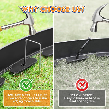 3 Inch x 80 FT (Multiple Sizes Available) Landscape Edging, Garden Edging Borders with 80pcs Upgrade Stakes, Flexible No Dig Plastic Garden Border for Lawn, Landscaping, Flower Beds and Yard