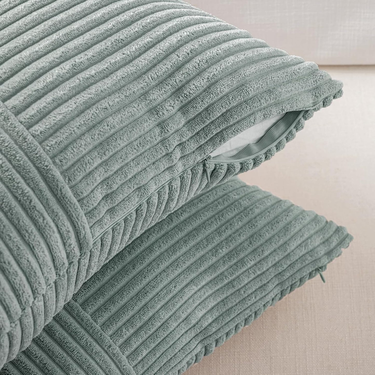 Fancy Homi 2 Packs Grey Blue Euro Decorative Throw Pillow Covers 28x28 Inch for Couch Bed Sofa, Rustic Farmhouse Boho Home Decor, Soft Corss Corduroy Patchwork Textured Square Cushion Case 71x71 cm