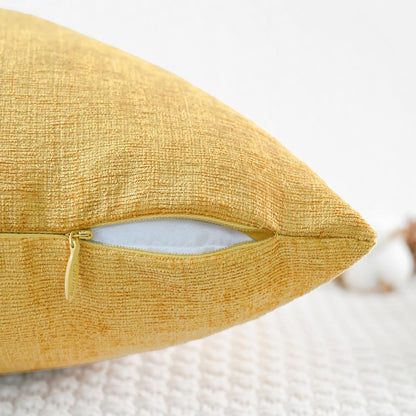 CaliTime Throw Pillow Covers Decorative 22 X 22 Inches Pack of 2 Cozy Chenille Cushion Cases for Couch Sofa Bed Living Room Home Gold