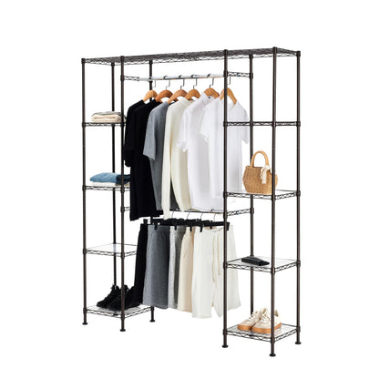 Amazon Basics Expandable Metal Hanging Closet Organizer and Storage Rack Wardrobe with Shelves