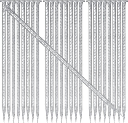 Tandefio 24 Pcs 14 inch Rebar Stakes, 1/2 Inch Diameter Threaded Galvanized Steel Ground Anchors Plant Support Garden Stakes, Heavy Duty Metal Landscape Spikes for Speed Bump Tent