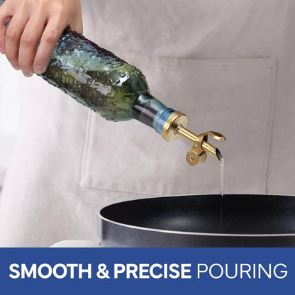 COOK WITH COLOR Glass Olive Oil Bottle Dispenser - 2 Pack- 17oz Oil and Vinegar Cruet - Olive Oil Carafe Decanter for Kitchen