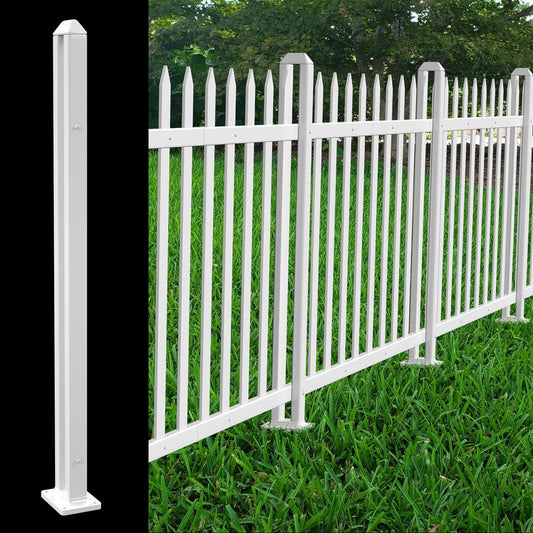 Patio Vinyl Picket Fence Post Kit 30" High for Straight PVC Decorative Fence, Installed in Muddy