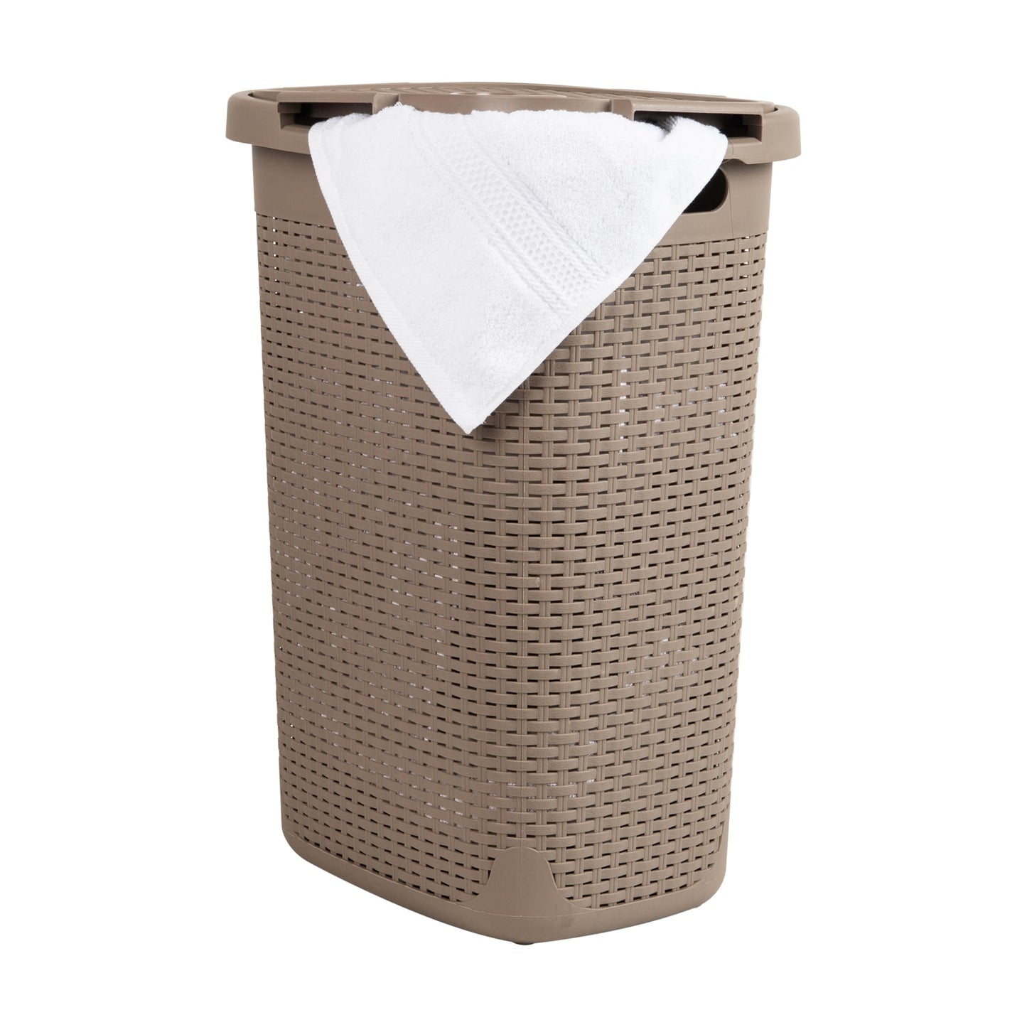 Mind Reader Slim Laundry Hamper with Lid, 60L Tall Clothes Basket, Narrow Tapered Design for