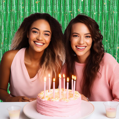 3 Pack Foil Fringe Backdrop - Green Shiny Tinsel Curtains for Party Decoration/Photo Booth Props - 3.3x8.2 FT Metallic Foil Backdrop for Birthday, Wedding, Graduation, Christmas.