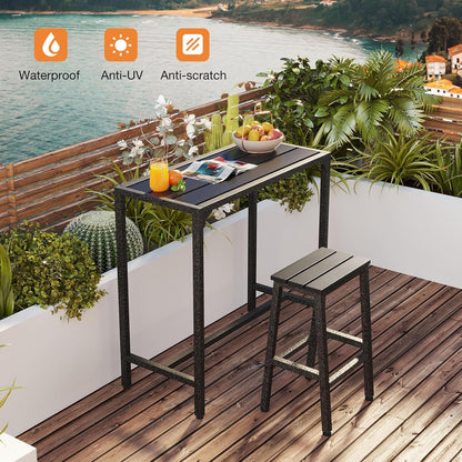 ODK 39 Inch Outdoor Bar Table, Patio Counter Bar Height Table with Weather Resistant Waterproof Top for Hot Tub Garden, Yard, Balcony, Poolside, Indoor (Black)