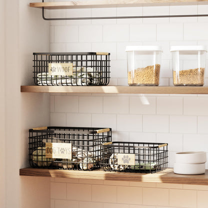 RGI Home Dog Toy Storage Baskets – Set of 3 Rectangular Metal Organizer Bins for Pet and Household