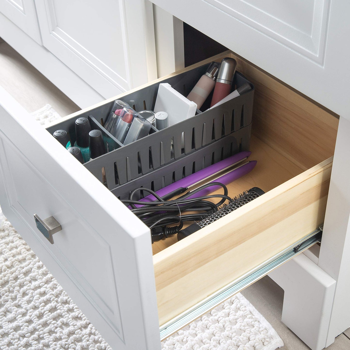Simplify 2 Pack 4 Compartment Stackable Bin with Adjustable Dividers | Drawer Organizer | Storage