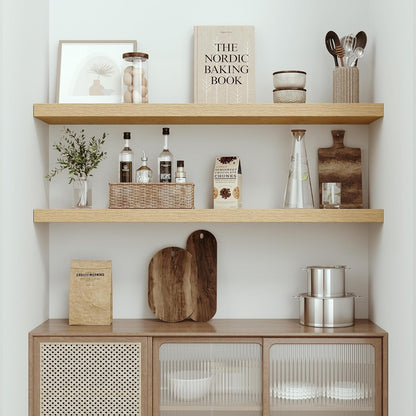 Single Floating Shelves Oak 48 Inches, 48 x 10 inch Deep x 1.8 in Thick, Long Wall Shelves Heavy Duty 80 lbs for Bedroom, Living Room, Kitchen, Office, Modern Shelf Book Home Decor