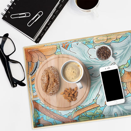 Spsyrine Serving Tray with Handles, Plastic Decorative Tray for Coffee Table, Living Room, Home Decor, Sunflower