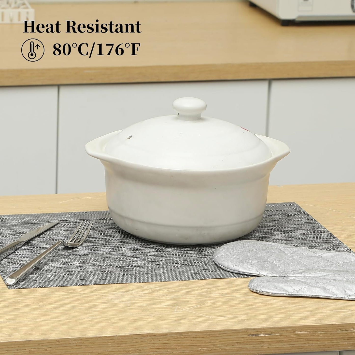 Leetaltree 6PC Grey& 6PC Beige Placemats Set of 12 - Heat Resistant Non-Slip Place mats for Dining Table, Washable Durable PVC Vinyl Woven Table Mats（6PC Grey&6PC Beige）, Grey&beige