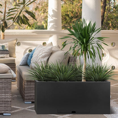 Worth Garden Metal Rectangular Planter Box - Black Powder Coated Steel Planter - 16" H. Tall Heavy Duty Modern Flower Plant Pot - Indoor & Outdoor, Commercial & Residential (16"x12"x36")