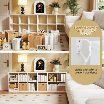 6 Cube Storage Organizer, Black Bookshelf with Storage, 2 Tier Storage Cubes,Freestanding Storage Organizer with Shelves for Living Room, Study