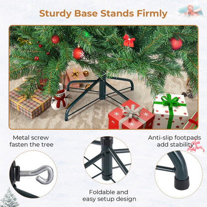 6 ft Artificial Christmas Tree with 700 PVC Branch Tips, Holiday Xmas Tree with Foldable Metal Base and Easy Assembly, Christmas Trees for Yard Porch Home Office Party Decoration, Green