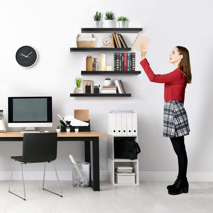 Sorbus Floating Shelves for Wall - 24" Bathroom Shelves, Wall Decor for Bedroom, Kitchen, Living Room, Home Decor & Book Storage - Mounted Floating Shelf with Invisible Brackets (Black, 4 Pack)