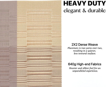 LEXMORE Placemats Set of 4 Vinyl/Plastic Woven Place Mats for Kitchen Table Indoor/Outdoor Washable Placemat Wipeable Dining Table Mats(Gold Dune)