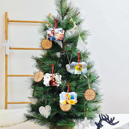 Personalized Christmas Ornaments 2025 Wood Custom Picture Text Hanging Ornament Customized Christmas Tree Decorations Keepsake Gift for Family Couples Xmas Tree Home Decor
