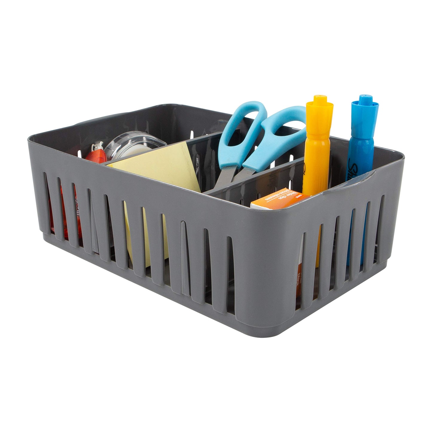 Simplify 3 Compartment Stackable Bin with Adjustable Dividers | Drawer Organizer | Storage Basket |