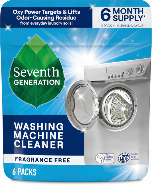 Seventh Generation Washing Machine Cleaner 6 Count Free & Clear Targets Odor-Causing Residue