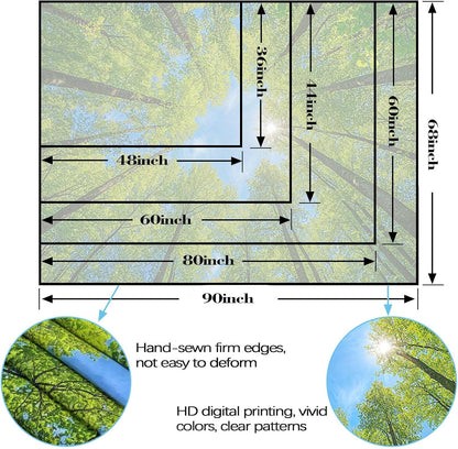 AMM Nature Forest Tree Celling Tapestry Lush Green Treetops Sunlit Tapestry for Bedroom Aesthetic Sky Sunlight Canopy Leaves Landscape Tapestries Wall Hanging for Living Room Dorm Office 90 x 68 Inch