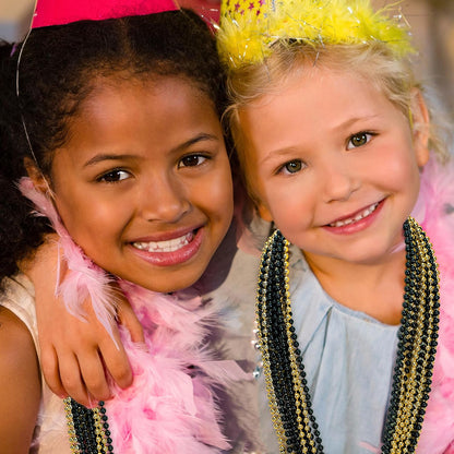 50PCS New Years Eve Bead Party Supplies, Black Gold Bead Necklace, 33" New Years Eve Beaded Necklaces, Festival Mardi Gras Parade Throw Accessories for Halloween Trick or Treat Accessories