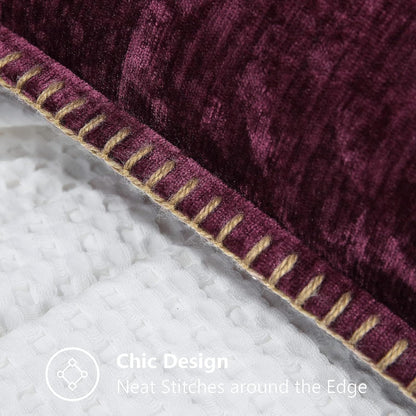 decorUhome Chenille Soft Throw Pillow Covers 22x22 Set of 2, Farmhouse Velvet Neutral Decorative Euro Pillow Covers with Stitched Edge for Couch Sofa Bed Home Decor, Rhododendron