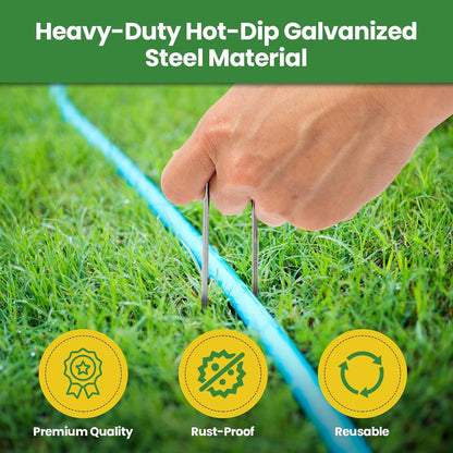 Landscape Staples Galvanized 8 Inch 60 Pcs, Metal Garden Stakes 1.6 Inch, Garden Staples for Lawn 11 Gauge