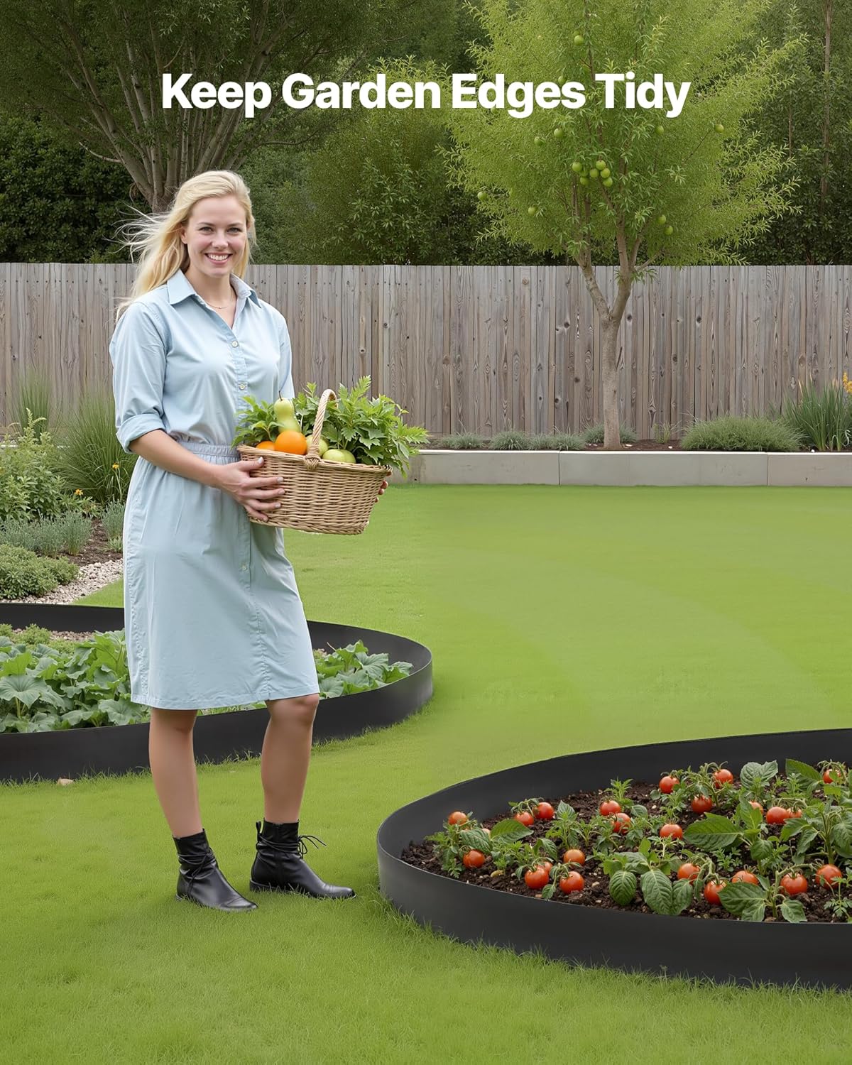 VEVOR Landscape Edging, 66 ft x 4 in Plastic Garden Border Edging with 60 Spikes & 2 Ground Stakes, No Dig, Flexible Lawn Edgings Roll, UV-Resistant Mini Fence Borders for Flower Beds Yard Paver