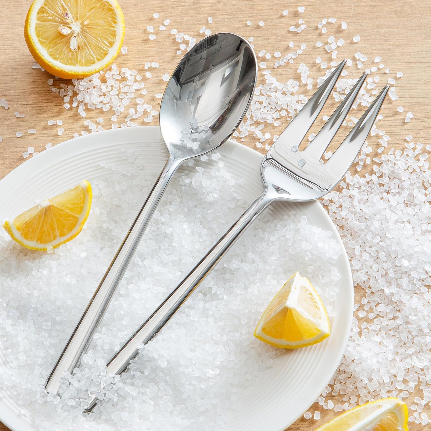 KINGSTONE Silverware Set with Serving Utensils, 65-Piece Forged Flatware Set Cutlery Set Premium Stainless Steel, Service for 12, for Kitchen, Home, Wedding, Party, Mirror Polished and Dishwasher Safe