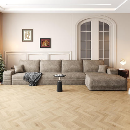 136" Sectional Couches for Living Room Modern Modular Sofa with L-Shape Couchs Upholstered Boneless Couch Deep Seat Sectional Couch with Chaise (Camel, Right Facing Chaise+3Seaters)