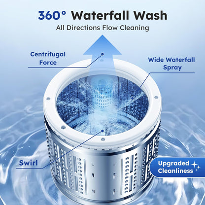 1.0 Cu.ft Portable Washing Machine for Home & Apartment, Full-Automatic Clothes Washer with 6 Water Level & 10 Wash Cycles, Drain Hose Included, White