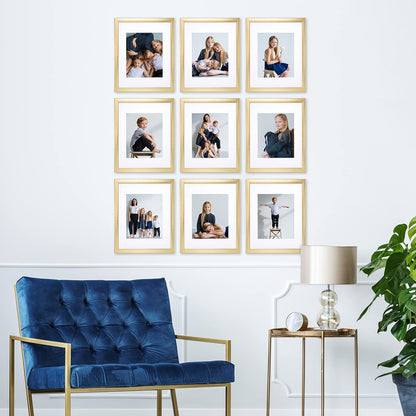 Sheffield Home 9 Piece Gallery Wall Frame Set, 11x14 Inch, Gold