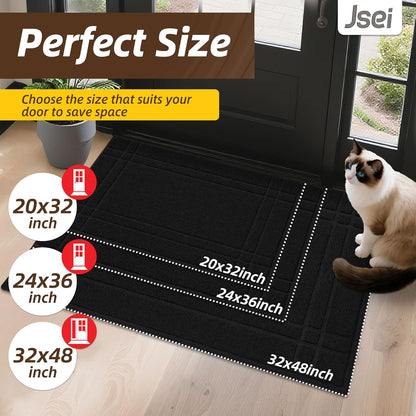 JSEI Entryway Rugs Doormat 24"x36", Non-Slip Dirt Trapper Door Mats Indoor, Washable Absorbent and Stain Resist Welcome Floor Mat for Front Door, Dog Door Mat, Muddy Wet Shoes & Paws, Black