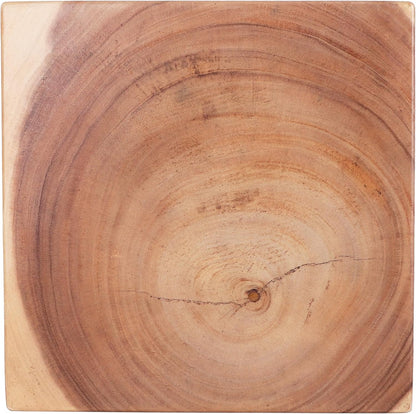 Rutledge & King Mid Century Modern Boho Chic Round Wooden End Table - 12.6" x 12.6" x 17.7" - Light Brown Suar Wood Top - Clear Coat Finish