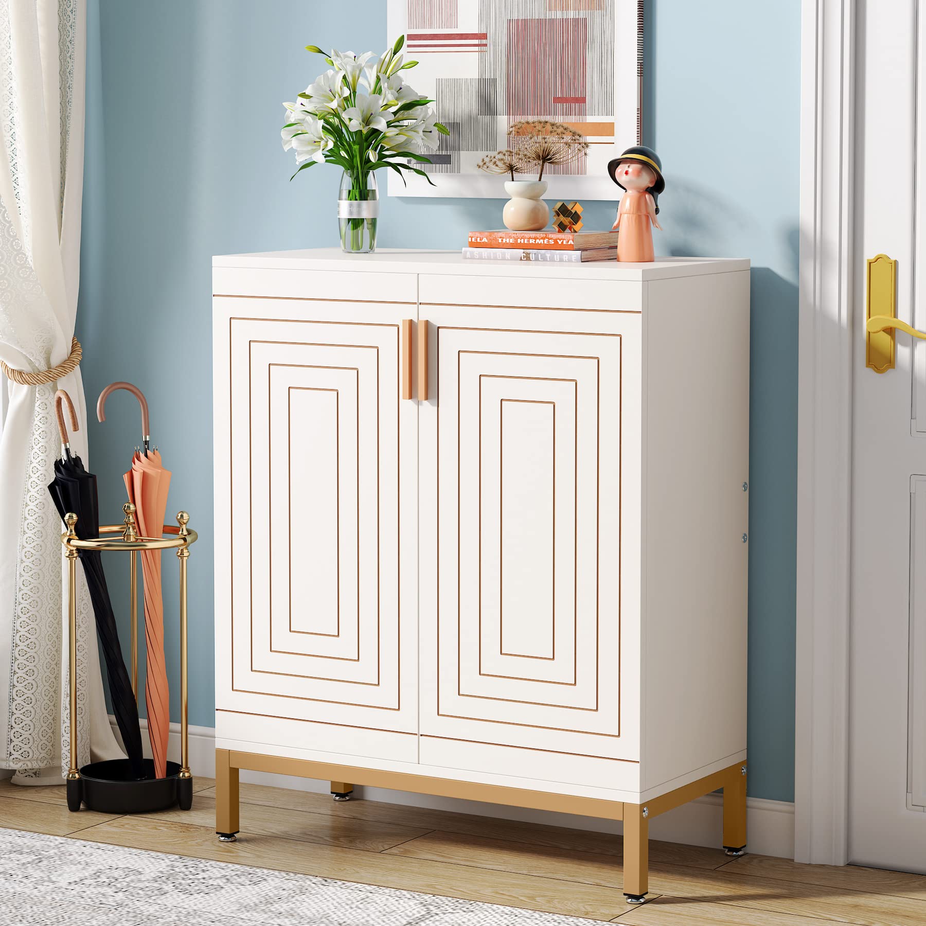 Tribesigns Shoe Cabinet with Doors, 20 Pairs Entryway Shoe Storage Cabinet with Shelves, 5-Tier