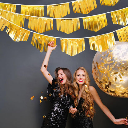 Gold Tassel Banner Double Sided Metallic Fabric Pennant Bunting Flag Garland for Graduation Birthday Anniversary Bachelorette Engagement Wedding Bridal Shower Baptism Hen Party Decorations Supplies