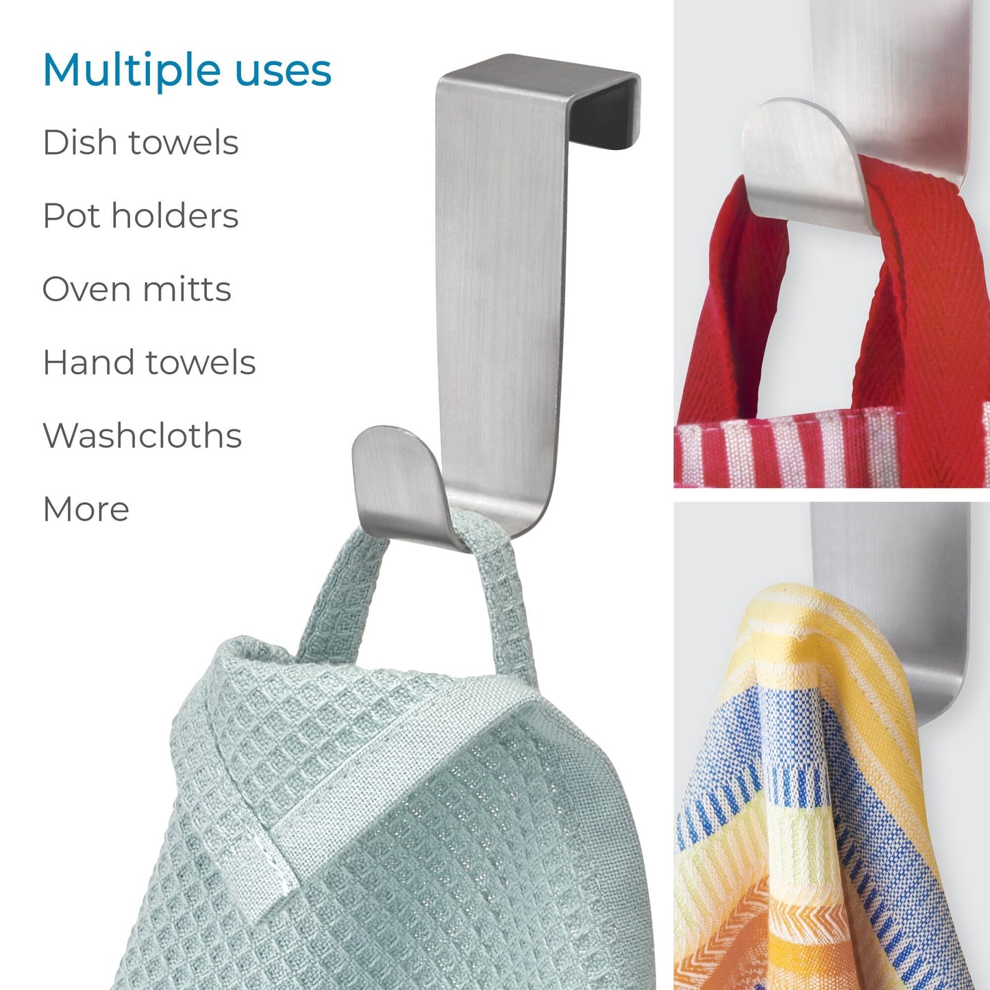 iDesign Forma Brushed Stainless Steel Over-The-Cabinet Storage Hook - 1" x 2.25" x 3"