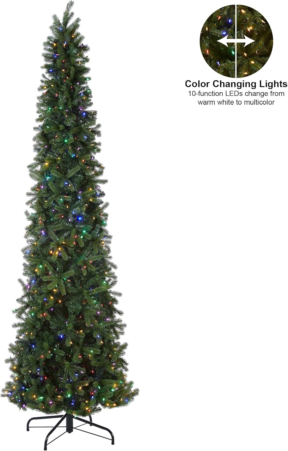 National Tree Company Pre-lit 'Feel Real' Artificial Giant Slim Downswept Christmas Tree, Green, Douglas Fir, Dual Color LED Lights, Includes PowerConnect and Stand, 12 feet