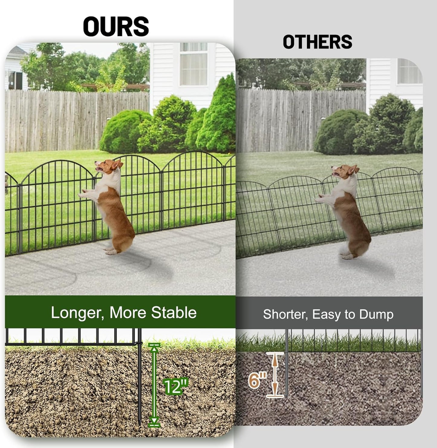 Metal Garden Fence 28in (H) x 37.3ft (L), 16 Panels + 17 Stakes Dog Fences Border Fence Animal Barrier, No Dig Garden Fencing for Yard Flower Bed Patio Outdoor, CTW2816 Black