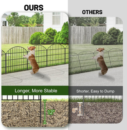 Metal Garden Fence 28in (H) x 37.3ft (L), 16 Panels + 17 Stakes Dog Fences Border Fence Animal Barrier, No Dig Garden Fencing for Yard Flower Bed Patio Outdoor, CTW2816 Black