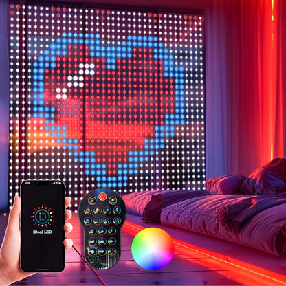 HXWEIYE 400LED Smart Curtain Lights, 6.6Ft x 6.6Ft Fairy Hanging Curtain String Lights with APP & Remote, Dynamic DIY Color Changing Wall Lights for Indoor Bedroom Window Party Backdrop Outdoor Decor