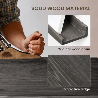 Floating Shelves for Wall, Picture Ledge Shelf 48 Inch Solid Wood Set of 2, Rustic Wall Shelves with Lip, Kids Bookshelf, Photo & Picture Live Edge Floating Shelves for Bedroom, Living Room, Kitchen