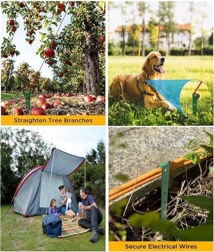 60Pcs Metal Garden Landscape Edging Stakes, Green,10in anchoring Stakes Landscape Anchoring Spikes for Terrace Board,Garden Liner, Landscape Edging Coil,Bender Board,Grass Barrier