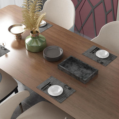 CADONO Placemats Set of 4 Washable Indoor/Outdoor Vinyl Place Mats for Dining Table Durable Non-Slip Heat Resistant PVC Weave Table Mats（Black）