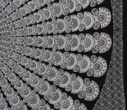 Bless International Handmade Indian hippie Bohemian Psychedelic Peacock Mandala Wall hanging College Dorm Beach Throws Table Cloth Bedding Tapestry (Black White, Medium(54x60Inches)(137x152cms))