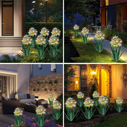 Homight Solar Metal Agave Butterfly Flower Stick Garden Sculpture - Outdoor Gift, Christmas Lights, Swaying Butterfly Sunflower Lights - Solar Outdoor (2 pcs Green)