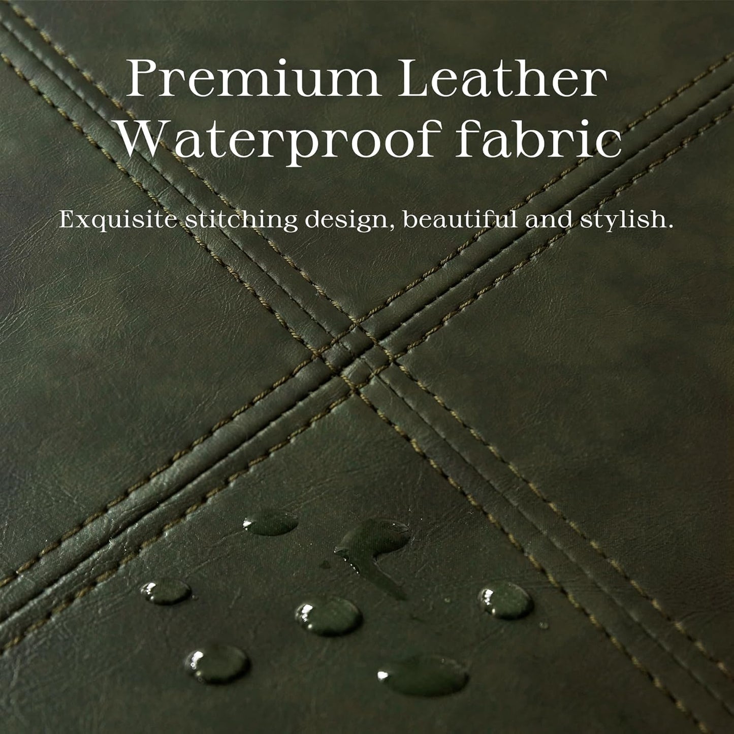 HUIMO Square Leather Storage Ottoman,Ottoman Coffee Table with Storage for Living Room (Vintagegreen)